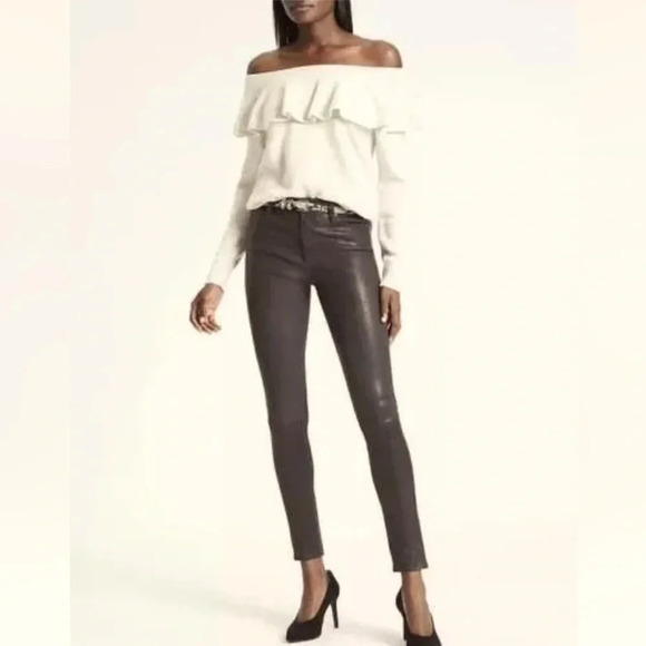 Banana Republic Sweater Ruffle Off The Shoulder Cream Gray Wool Cashmere Size XL - Picture 9 of 9